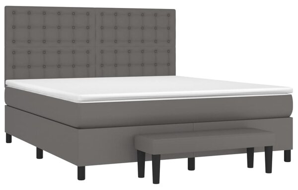 Box spring postel s matrací šedá 160x200 cm umělá kůže 3137675