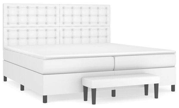 Box spring postel s matrací bílá 200x200 cm umělá kůže 3137684