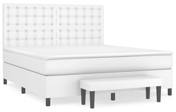 Box spring postel s matrací bílá 160x200 cm umělá kůže 3137672