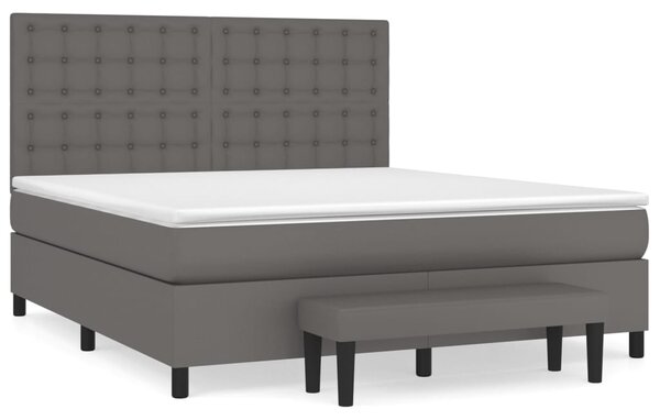 Box spring postel s matrací šedá 160x200 cm umělá kůže 3137675