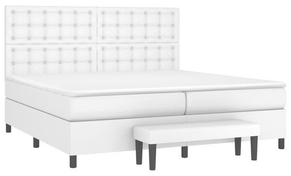 Box spring postel s matrací bílá 200x200 cm umělá kůže 3137684