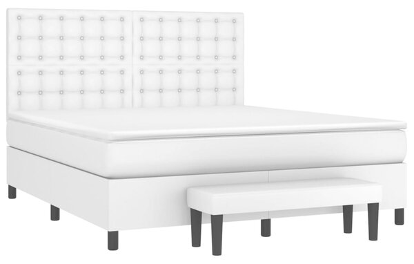Box spring postel s matrací bílá 160x200 cm umělá kůže 3137672