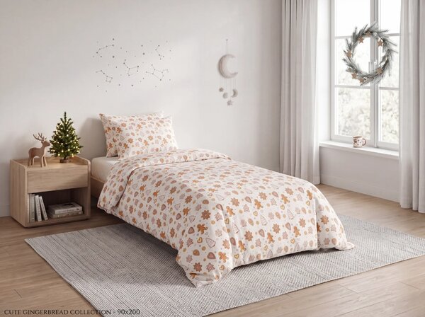 Bavlněné povlečení GINGERBREAD JOY béžové Rozměr povlečení: 70 x 90 cm | 140 x 220 cm