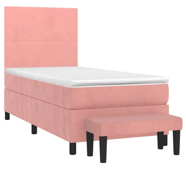 Box spring postel s matrací růžová 80 x 200 cm samet 3137694