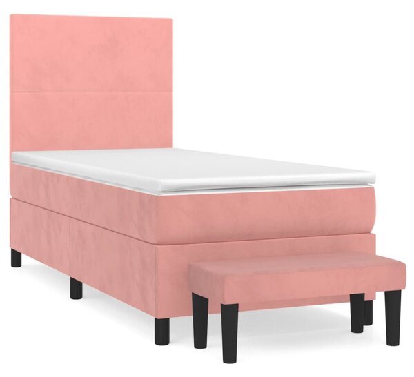 Box spring postel s matrací růžová 80 x 200 cm samet 3137694
