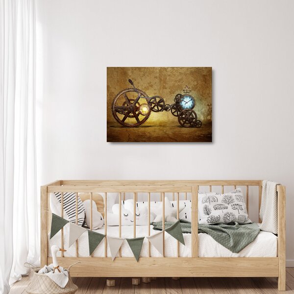 Skleněný obraz strojků historických hodin (70x50 cm)