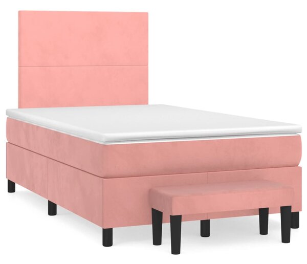 Box spring postel s matrací růžová 120 x 200 cm samet 3137718