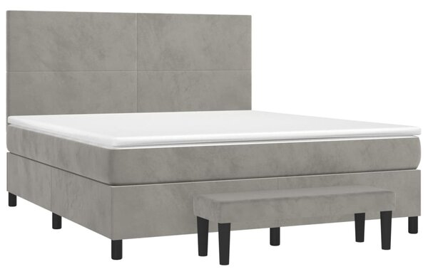 Box spring postel s matrací světle šedá 160x200 cm samet 3137731