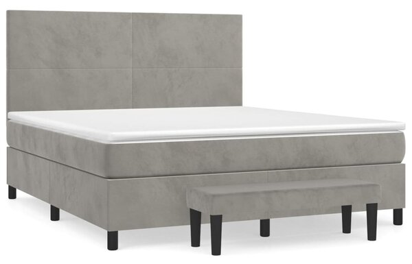 Box spring postel s matrací světle šedá 160x200 cm samet 3137731