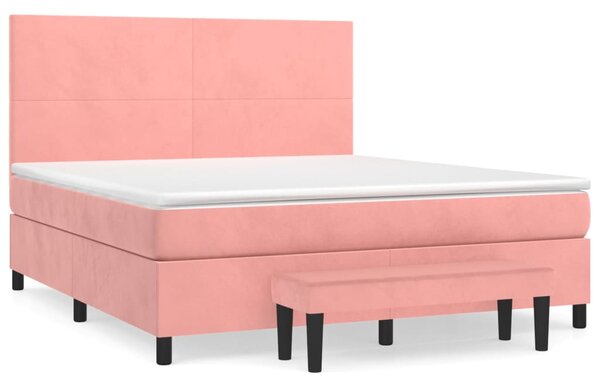 Box spring postel s matrací růžová 160x200 cm samet 3137736