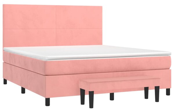 Box spring postel s matrací růžová 160x200 cm samet 3137736