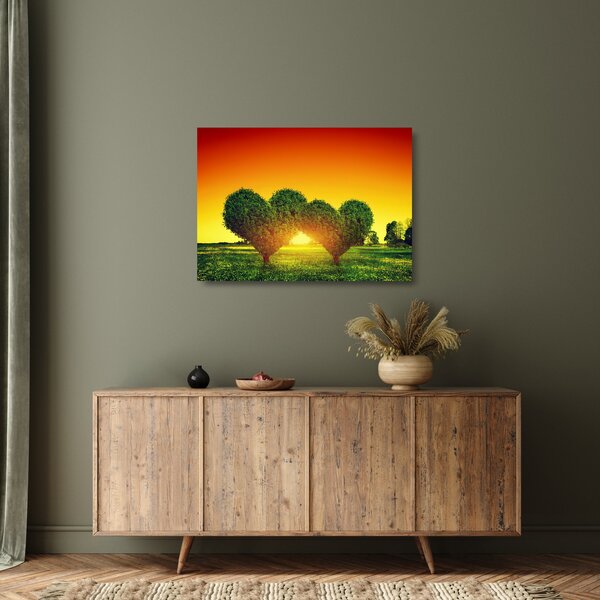 Skleněný obraz - Srdce v korunách stromů (70x50 cm)