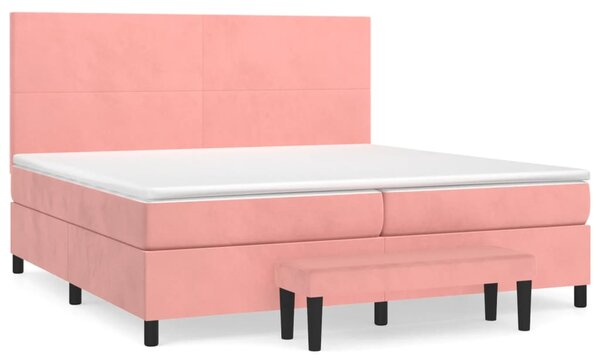 Box spring postel s matrací růžová 200x200 cm samet 3137748
