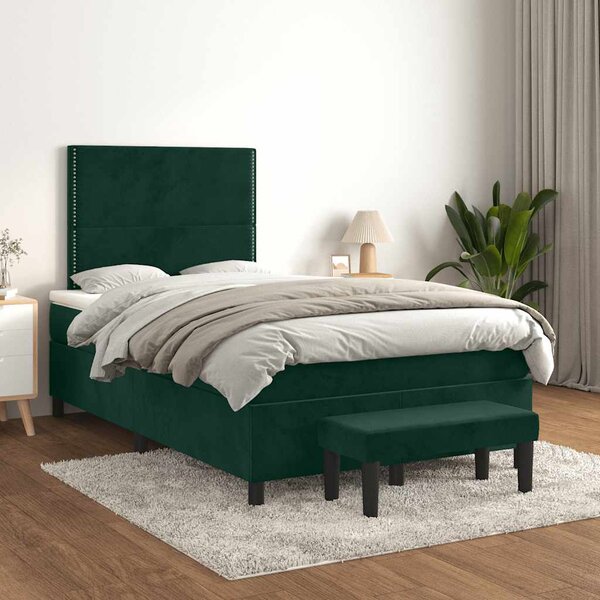 Box spring postel s matrací tmavě zelená 120 x 200 cm samet 3137776