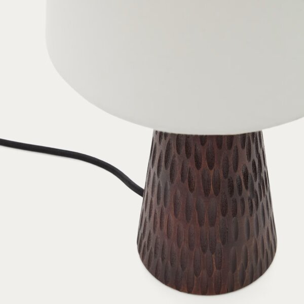 Tmavá dřevěná stolní lampa Kave Home Amire