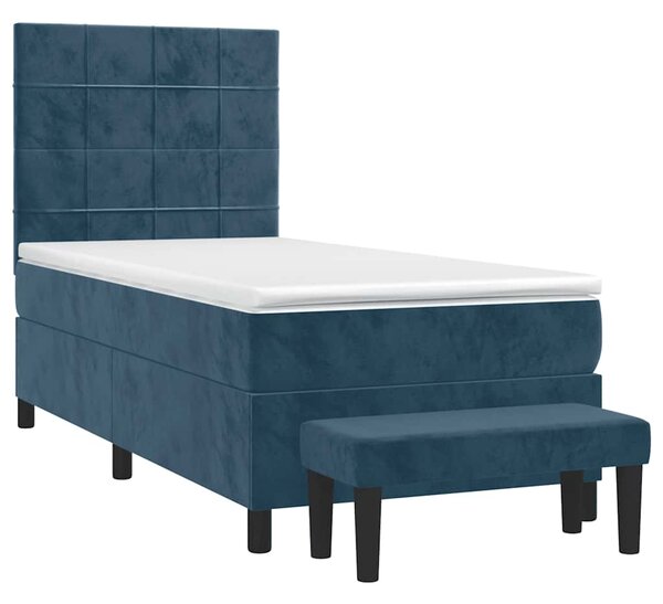 Box spring postel s matrací tmavě modrá 80 x 200 cm samet 3137813