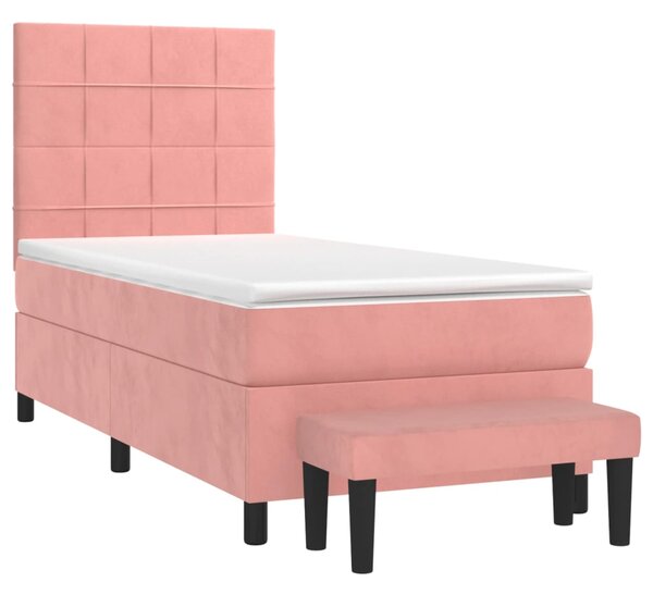 Box spring postel s matrací růžová 80 x 200 cm samet 3137814