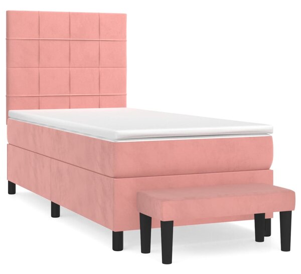 Box spring postel s matrací růžová 80 x 200 cm samet 3137814