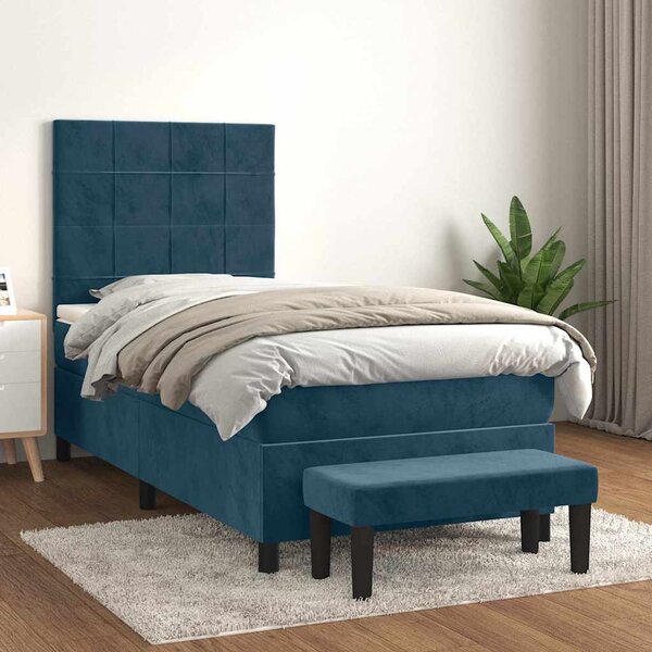 Box spring postel s matrací tmavě modrá 80 x 200 cm samet 3137813