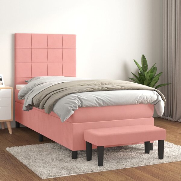 Box spring postel s matrací růžová 80 x 200 cm samet 3137814