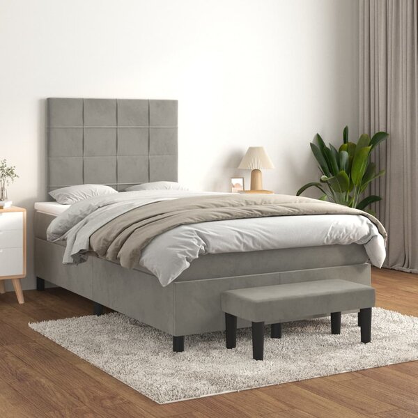 Box spring postel s matrací světle šedá 120 x 200 cm samet 3137833