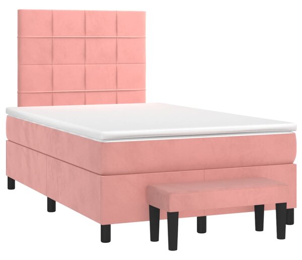 Box spring postel s matrací růžová 120 x 200 cm samet 3137838