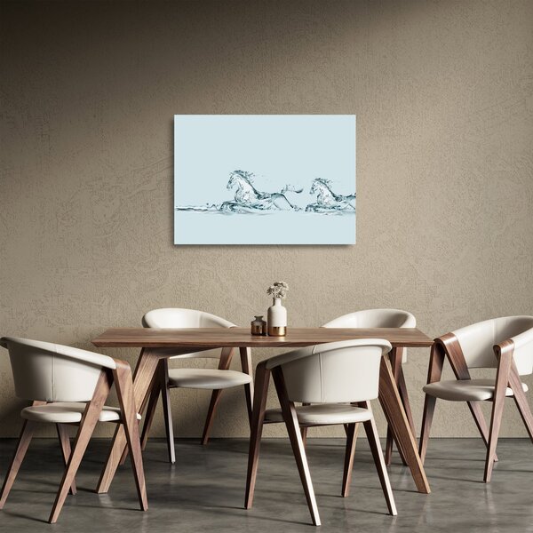 Skleněný obraz - Koně z kapek vody (70x50 cm)
