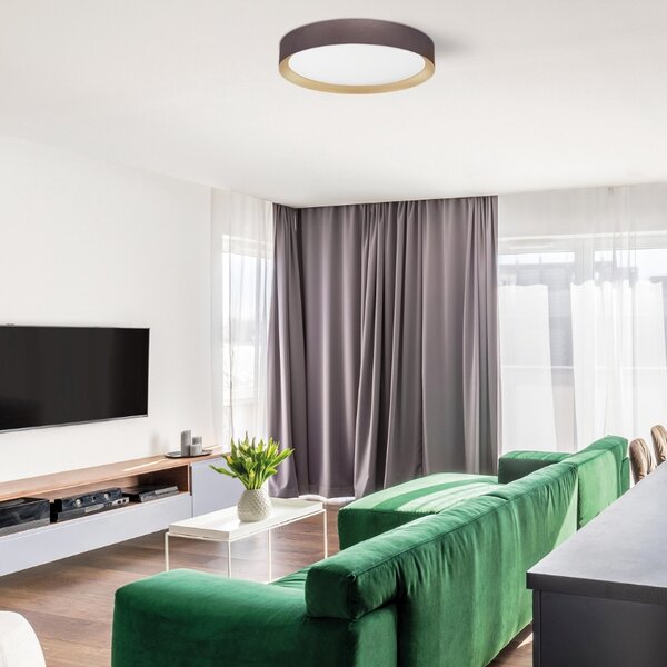 Hnědé kovové stropní LED světlo Nova Luce Luton 55 cm