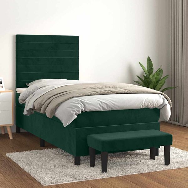 Box spring postel s matrací tmavě zelená 80 x 200 cm samet 3137872