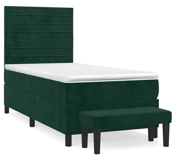 Box spring postel s matrací tmavě zelená 80 x 200 cm samet 3137872