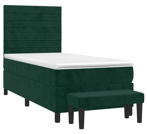 Box spring postel s matrací tmavě zelená 80 x 200 cm samet 3137872