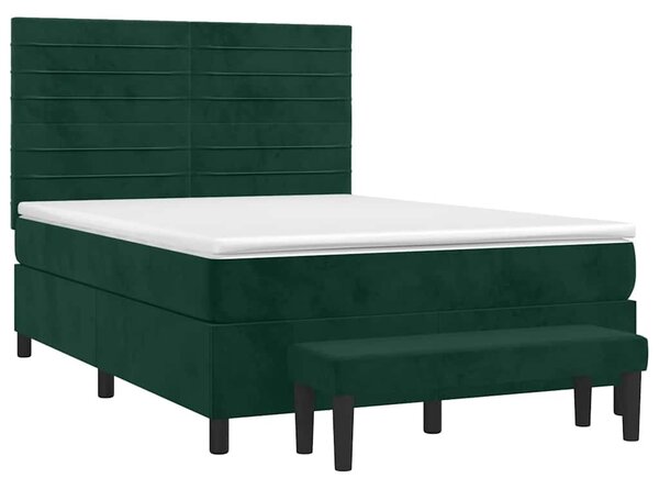 Box spring postel s matrací tmavě zelená 140x190 cm samet 3137902