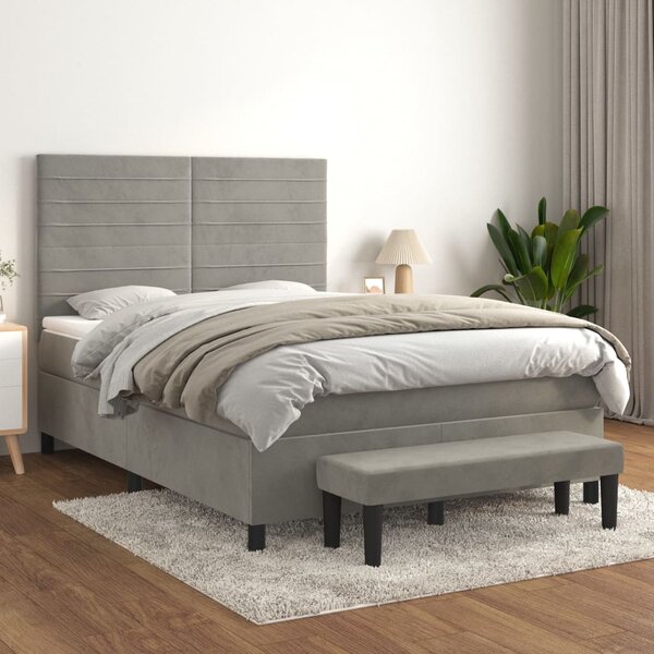 Box spring postel s matrací světle šedá 140x190 cm samet 3137899
