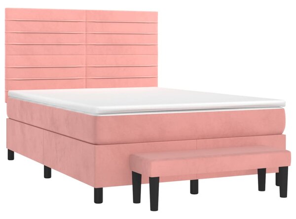 Box spring postel s matrací růžová 140x190 cm samet 3137904