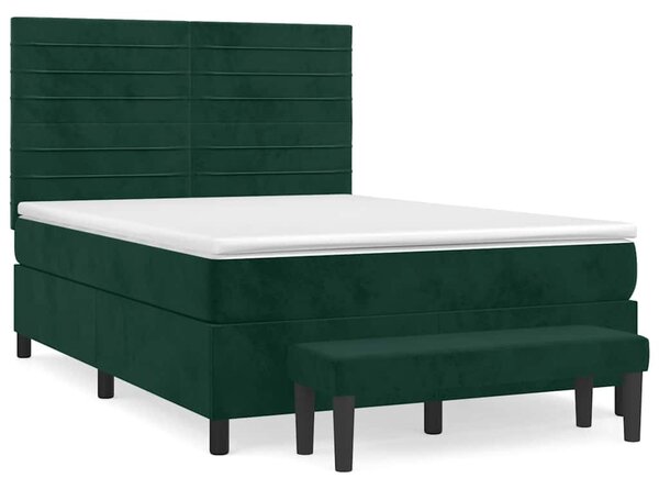 Box spring postel s matrací tmavě zelená 140x190 cm samet 3137902