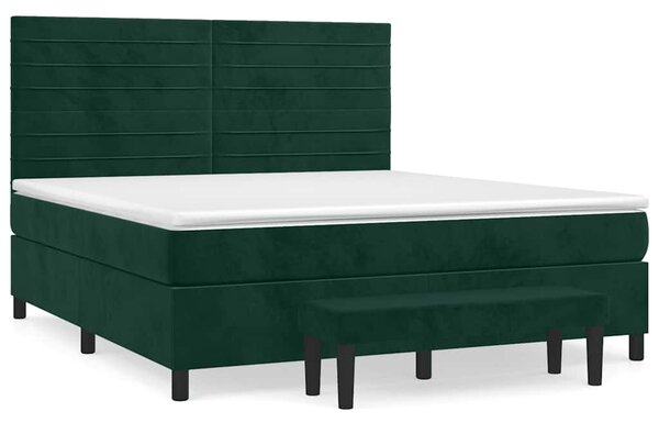 Box spring postel s matrací tmavě zelená 160x200 cm samet 3137914