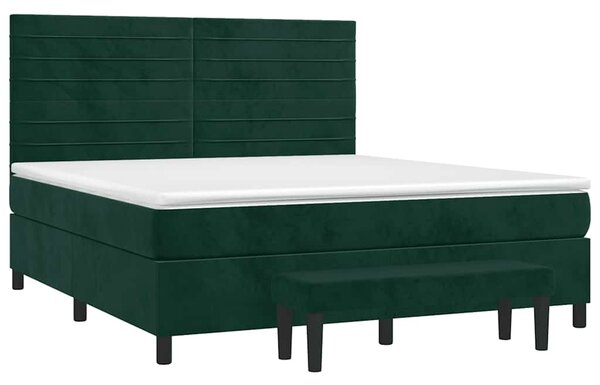 Box spring postel s matrací tmavě zelená 160x200 cm samet 3137914