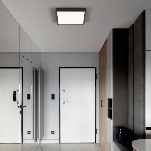 Černé kovové stropní LED světlo Nova Luce Itos 40 x 40 cm