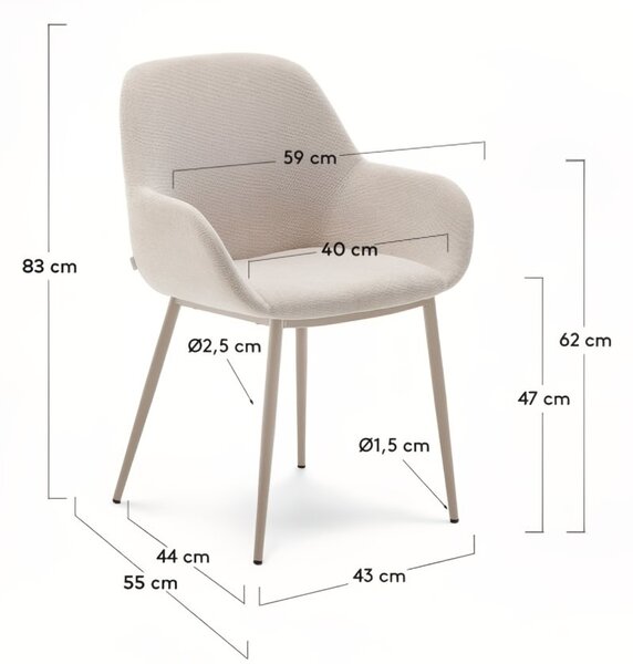 Béžová jídelní židle Kave Home Konna s šedou podnoží