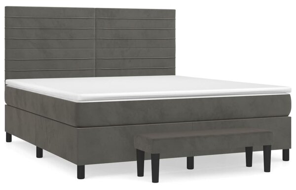 Box spring postel s matrací tmavě šedá 160x200 cm samet 3137912