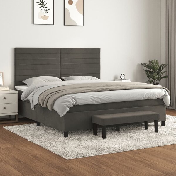 Box spring postel s matrací tmavě šedá 160x200 cm samet 3137912