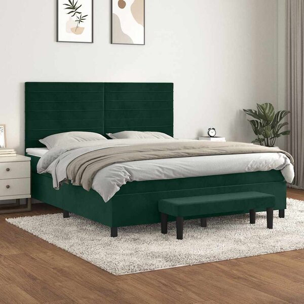 Box spring postel s matrací tmavě zelená 160x200 cm samet 3137914