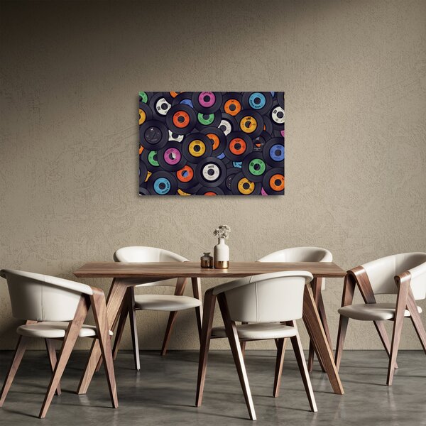 Skleněný obraz - Hudební gramofonové desky (70x50 cm)