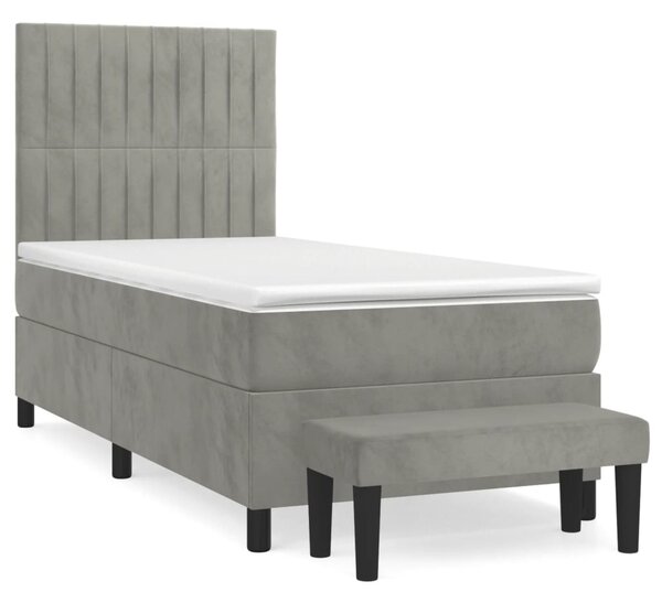 Box spring postel s matrací světle šedá 90x190 cm samet 3137935