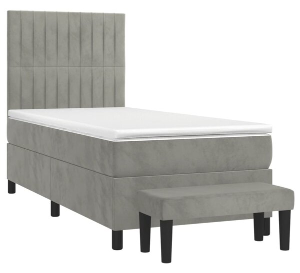 Box spring postel s matrací světle šedá 90x190 cm samet 3137935