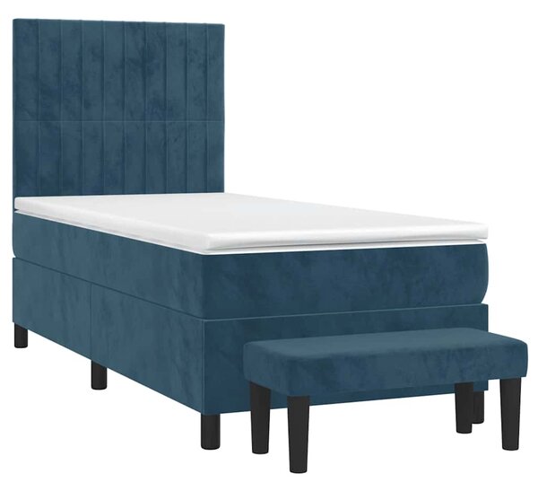 Box spring postel s matrací tmavě modrá 90x200 cm samet 3137945