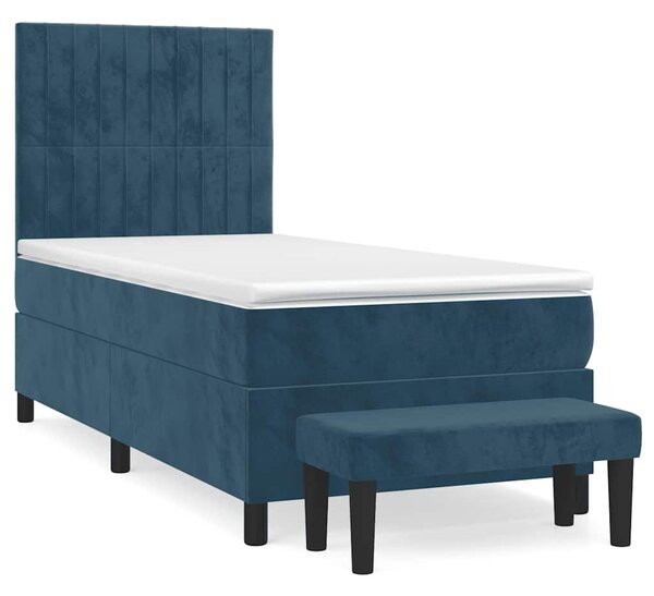 Box spring postel s matrací tmavě modrá 90x200 cm samet 3137945