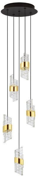 Černo-zlaté závěsné LED světlo Nova Luce Seneca 30 cm