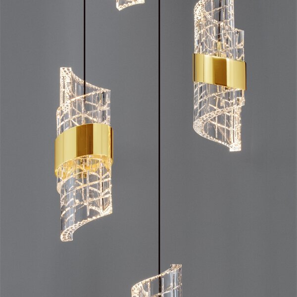 Černo-zlaté závěsné LED světlo Nova Luce Seneca 30 cm
