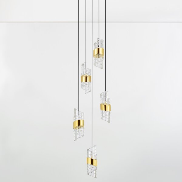 Černo-zlaté závěsné LED světlo Nova Luce Seneca 30 cm